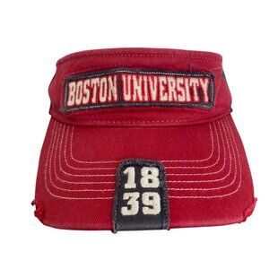 Vintage Y2K Boston University Visor Red Adjustable Factory Distressed 47 Twins